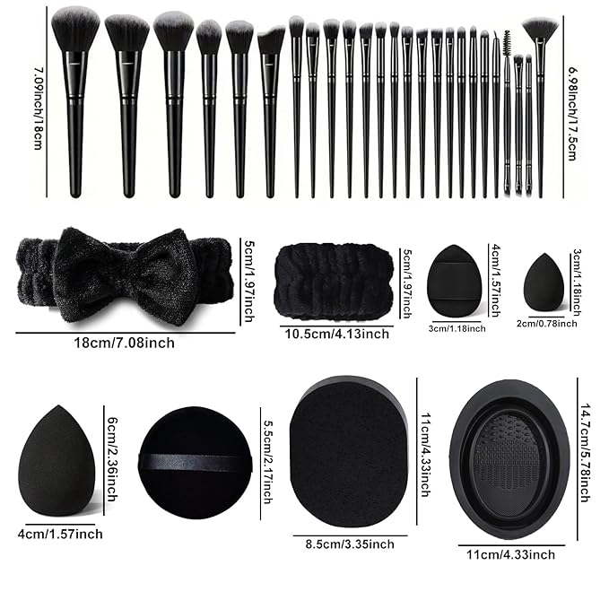 HGHDBT 47Pcs Black Makeup Brushes Set Professional Makeup Kit Multi-functional Makeup Tool Set with Facial Makeup Accessories, Foundation Makeup Brush Kit Eye and Face Make up Brushes & Tools