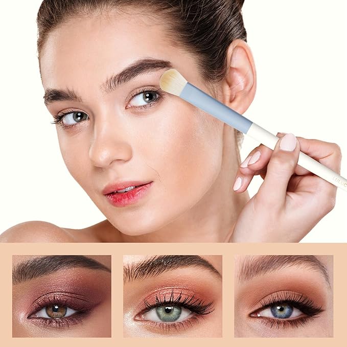 LULUCOLORS 3-Piece Eye Makeup Brush Set with 20 Cotton Sticks – Soft, Dense Synthetic Bristles, Professional Eyeshadow Blending Brushes for Smooth Application – Includes Storage Pouch