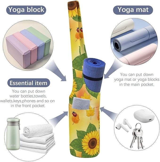 Portable Yoga Mat Carrier Single Shoulder Bag with Pocket Spacious for Yoga Gym Fitness Travel
