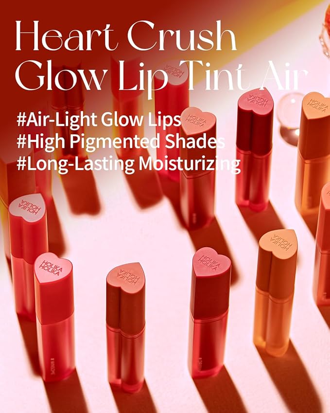 HOLIKA HOLIKA Heart Crush Glow Lip Tint Air – Korean Lip Tint with High Shine Juicy Fruit Jam Colors Lip Stain – Hydrolyzed Collagen & Vitamin C (15 FAY)