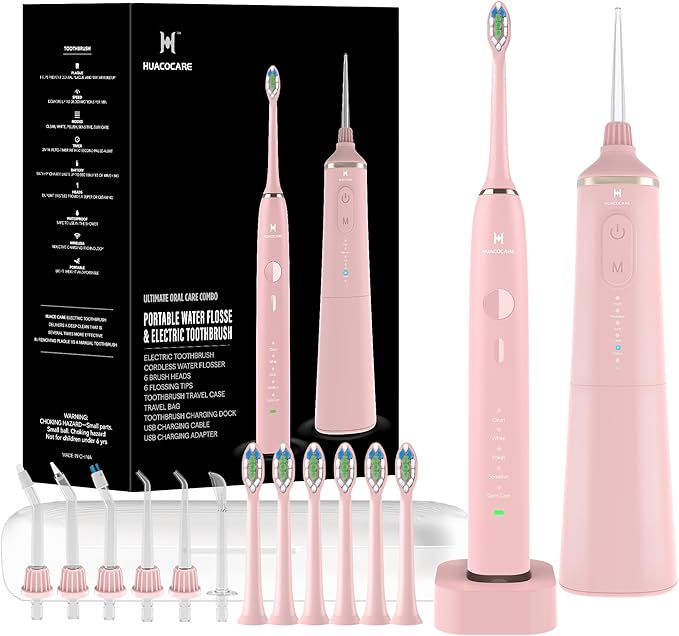 Upgraded Pro Dental Care Kit: 5-Mode Water Flosser & 50,000 VPM Sonic Electric Toothbrush | Premium Oral Clean Set with Enhanced Cleaning Modes, Larger Tank & Refined Design for Advanced Gum Health