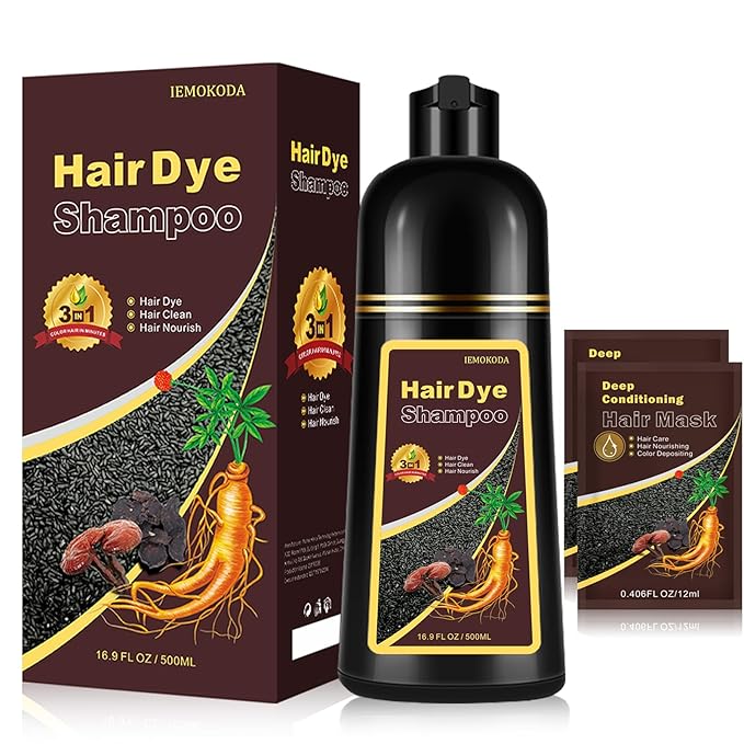 Instant Wine Red Hair Dye Shampoo for Gray Hair 3 in 1, Natural Red Hair Color Shampoo for Women Men Colors in Minutes, Salon Home Use Hair Dye 16.9 Fl Oz (Wine red)