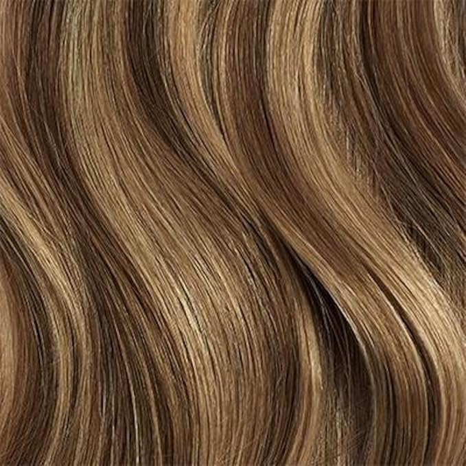 Luxy 100% Remy Human Hair Extensions for Thin Hair Thinning Hair Fill-Ins – 6 Seamless Wefts Multi-Dimensional Color Blend - Natural-Looking Volume & Coverage 80 grams 16" Chestnut Brown Highlights