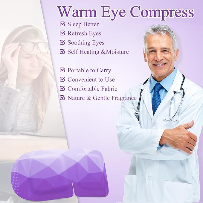FRSHMORN 32 Packs Steam Eye Mask, Heated Eye Mask for Sleeping, Warm Compress for Eyes, Self Heating Disposal Steam Mask Comfortable Sleep Mask for Home, Office, Spa, Travel Essentials (Lavender)