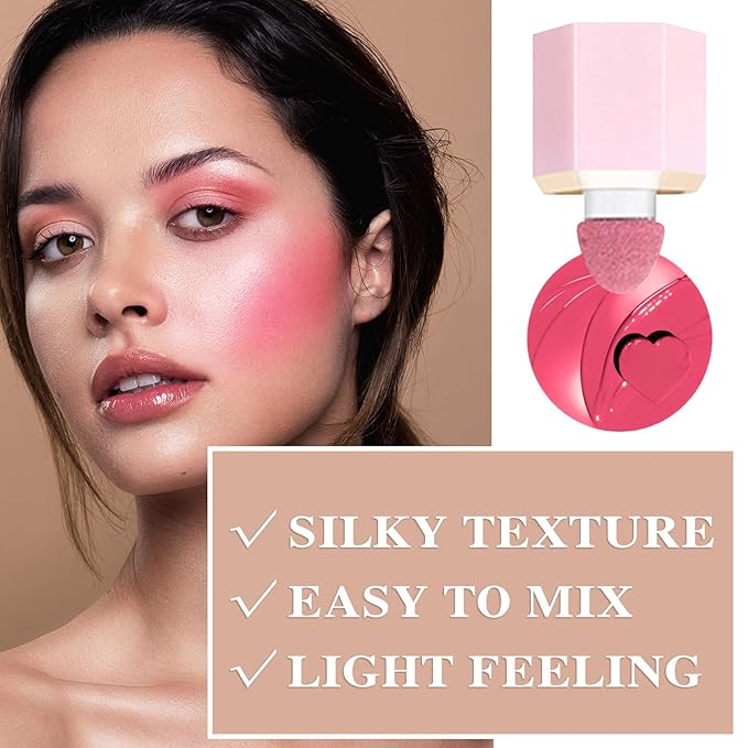 Cream Blush Stick with Brush,Waterproof Multi Cream Blush Skin C5