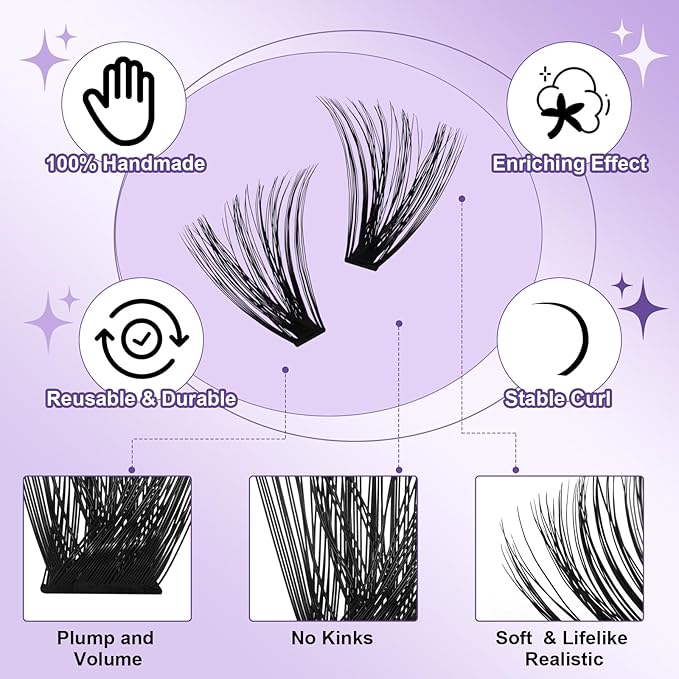 Lash Clusters 70D Individual Lashes Eyelash Clusters Supersoft D Curl Cluster Eyelash Extensions 10-18 Mixed Eyelash Extension Wispy Volume Cluster Lashes DIY at Home (70D-D-10-18MIX)