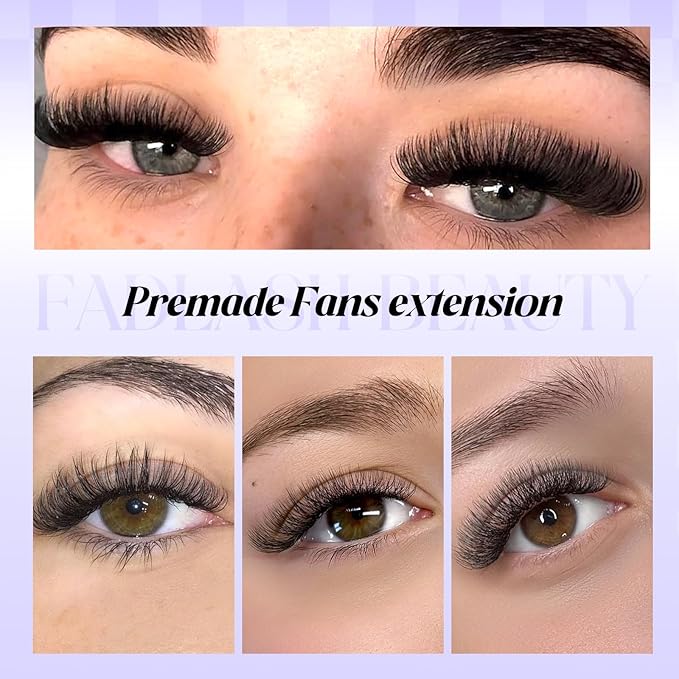Premade Fans Eyelash Extensions 0.07D Curl Individual Lashes 12D Premade Easy Fan Lashes Soft Lash Extensions 16mm for Professional Salon Use(0.07D-16mm)