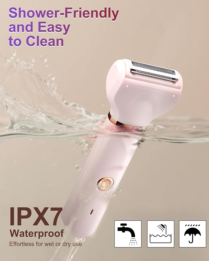 Bikini Trimmer for Women,3 in 1 Electric Shaver,IPX7 Waterproof Hair Trimmer Women USB Recharge (Pink)