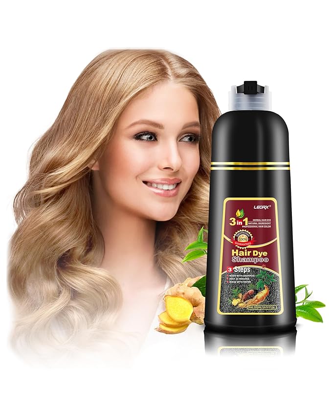 leorx Hair Dye shampoo, 3 In 1 Blonde Brown Color Shampoo Hair Dye For Refresh Hair Instant Herbal Coloring Shampoo For Women&Men - Tintes Para El Cabello Profesional