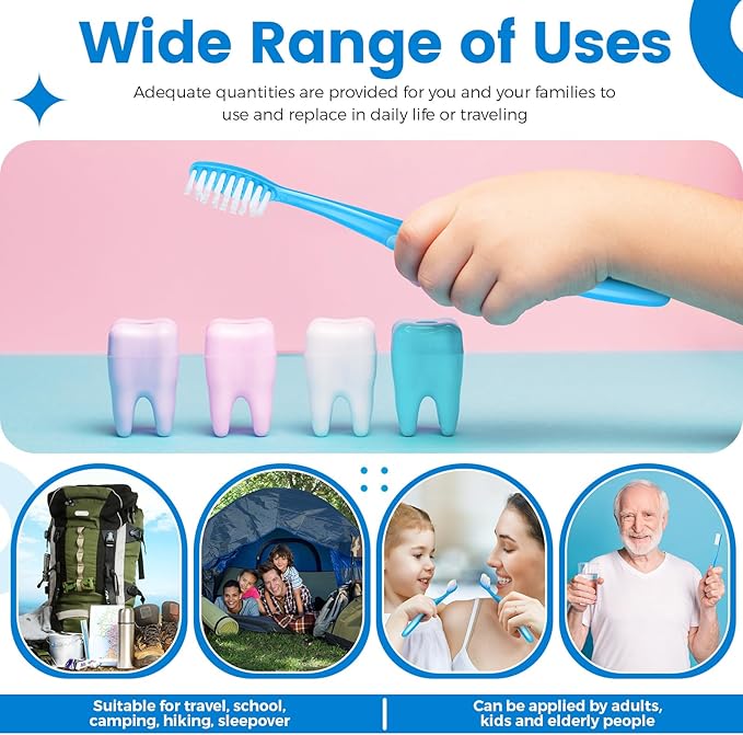 Tessco 1000 Pcs Disposable Toothbrushes Bulk Individually Wrapped Manual Soft Bristle Travel Toothbrushes Single Use Toothbrush for Homeless Hotel Toiletries Camping Office(Blue)