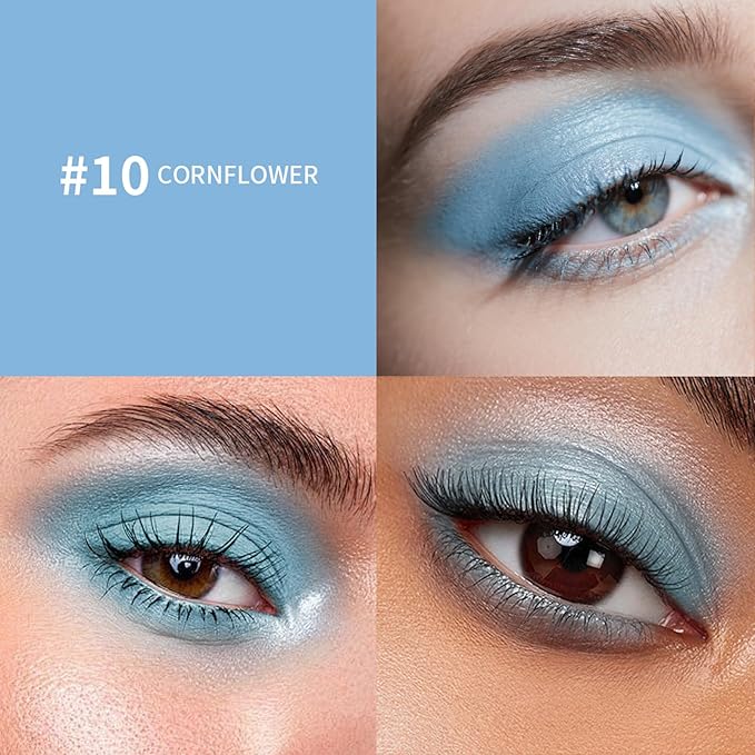 Chifure Eyeshadow Stick, Shimmer and Matte Cream Eye Shadow Brightener Sticks Eyeliner Pencil Crayon, Waterproof Long Lasting Eye Highlighter Stick Makeup,0.056 Oz(#10-Cornflower)