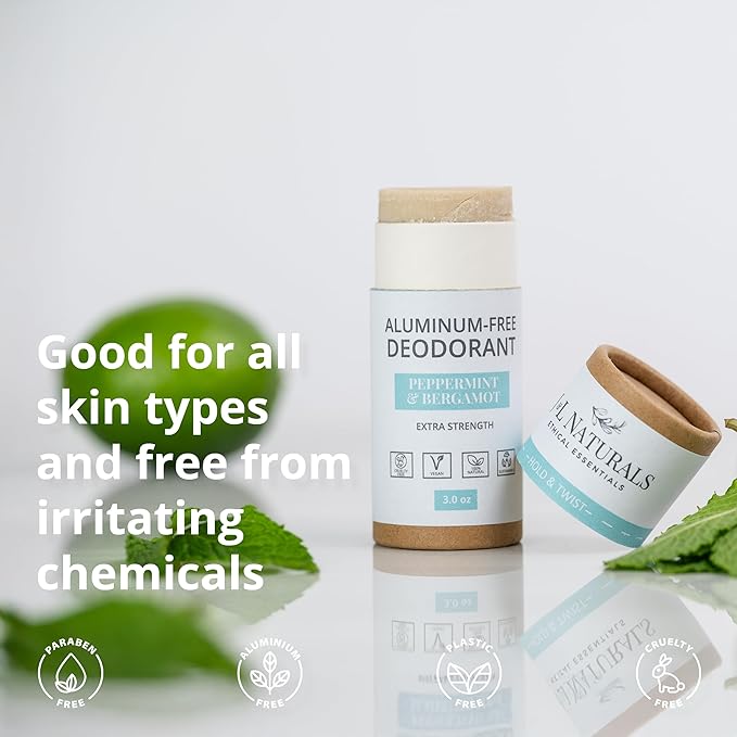 J&L Naturals Aluminum Free Deodorant for Men & Women | 100% Natural Ingredients With Coconut Oil, Shea Butter, & Essential Oils | Sustainable, Eco-Friendly (Peppermint & Bergamot, 3.0 Oz (Pack of 4))