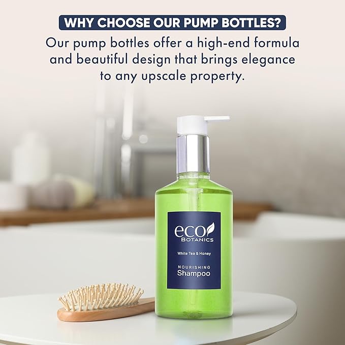Terra Pure | Eco Botanics Shampoo, White Tea & Honey Retail Size Hotel Amenities, 10.14 oz. (Case of 24)