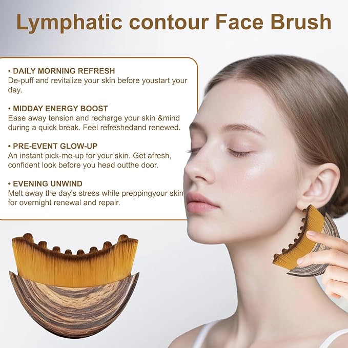 Lymphatic Contour Face Brush – Precision-Fit Lymphatic Drainage Brush for Facial Massage, Gently Fits The Skin to Help Relieve Fatigue, Lymphatic Face Brush (2) (2PSC)