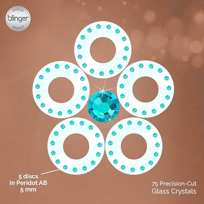 blinger® Shimmer Crystal Refill Pack – as seen on Shark Tank | 5 Discs – 75 Precision-Cut Glass Crystals | Hair-Safe Accessories | Styling Tool Not Included| Light Turquoise 4 mm