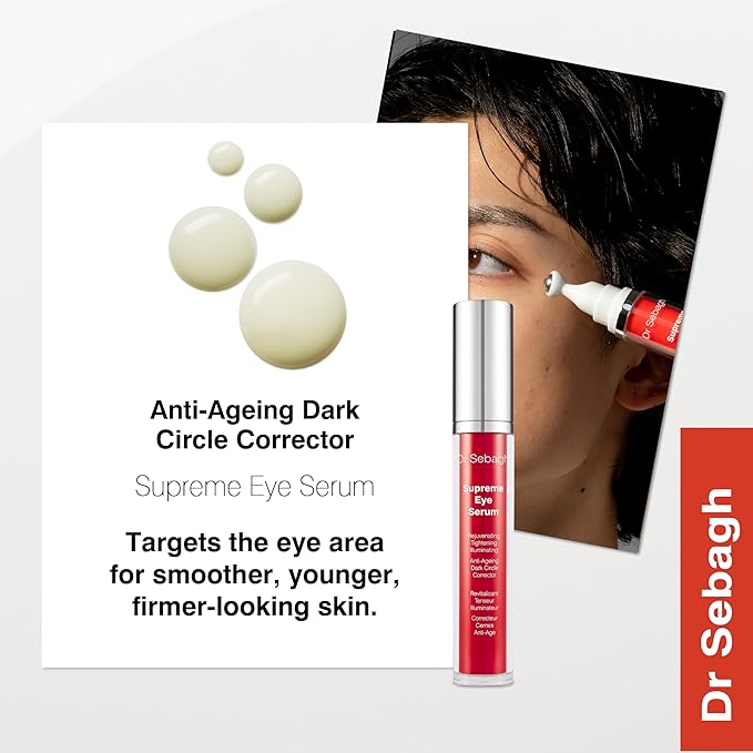 Dr Sebagh Supreme Eye Serum (0.51 fl oz) - Advanced Roll-On Formula - Designed to Aid Smoother Younger & Firmer-Looking Skin - Helps Reduce Puffiness Circles Fine Lines & Wrinkles - Boosts Elasticity