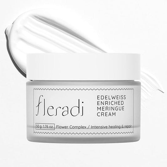 fleradi Edelweiss Face Cream for Women and Men – Korean Night Moisturizer with 30% Edelweiss Extract (Natural Power), Deep Hydration for Dry Skin (Advanced Barrier Care)