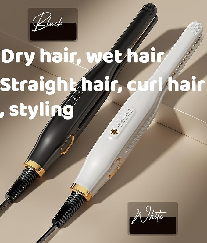 Mini Flat Iron for Short Hair, 1/2 inch Ceramic Plates Small Flat Irons for Short Hair, Fast Heating Anti-Frizz, Temperature Adjustable Auto-Off, Travel Size Mini Hair Straightener, Black