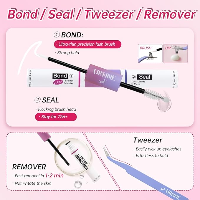 DIY Lash Extension Kit, 9-16mm Mix 30D 40D Eyelash Extensions Kit, 320pcs Individual Eyelash Clusters, Lash Clusters Kit with Bond and Seal, Remover, Tweezers