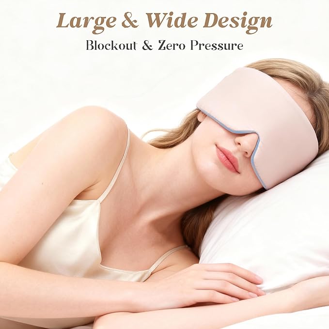 Sleep Mask,Eye Mask for Sleeping,Ultra Soft Comfortable Blackout Eye Cover for Women Men,Soft Pressure-Free Design for Side Sleepers, Home, Travel, Office, Napping (Pink)