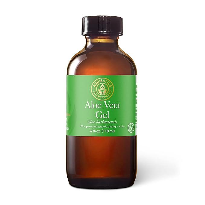 Aromatics International Aloe Vera Gel 4fl-oz – Organic Cold-Pressed, Pure Moisturizing Gel for Skin, Hydrating & Soothing, Natural Skincare Solution