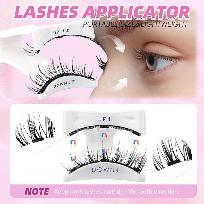 FADLASH Magnetic Eyelashes with Applicator Natural Look Magnetic Lashes Reusable 2 Pairs False Eyelashes Kit Easy to Wear and Remove (604+079)
