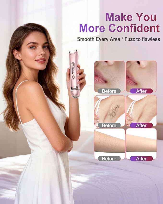 Bikini Trimmer for Women- LED Light Electric Razors for Women for for Face, Bikini, Body, Leg, USB Rechargeable Facial Hair Removal, IPX7 Waterproof Electric Shaver, Painless & Flawless
