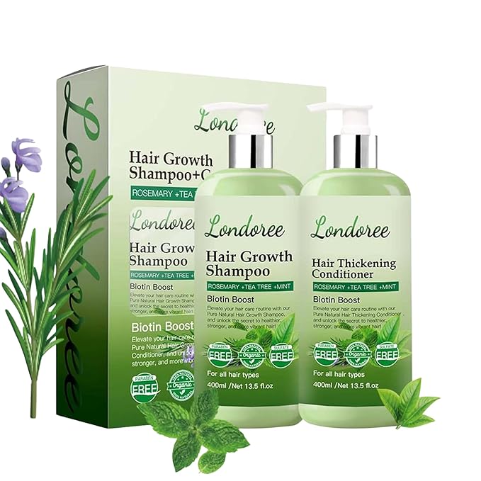 Rosemary Shampoo and Conditioner Set for Hair Growth – Biotin & Tea Tree Oil – Thickening & Strengthening Formula for Thinning Hair, Hair Loss, Scalp Therapy – 13.5 fl oz Each (400ml)
