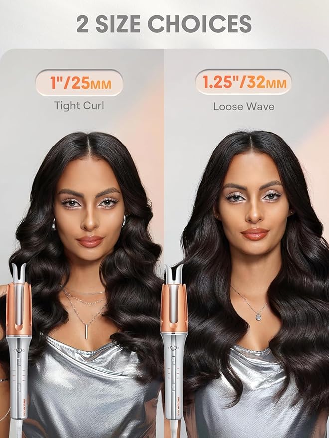SHEGLAM Automatic Curling Iron 1 1/4 inch with 3 Temperatures Fast Heating, 2-Way Rotation, Anti-Scald, Anti-Tangle Rotating, Automatic Shut-Off for Hair Styling