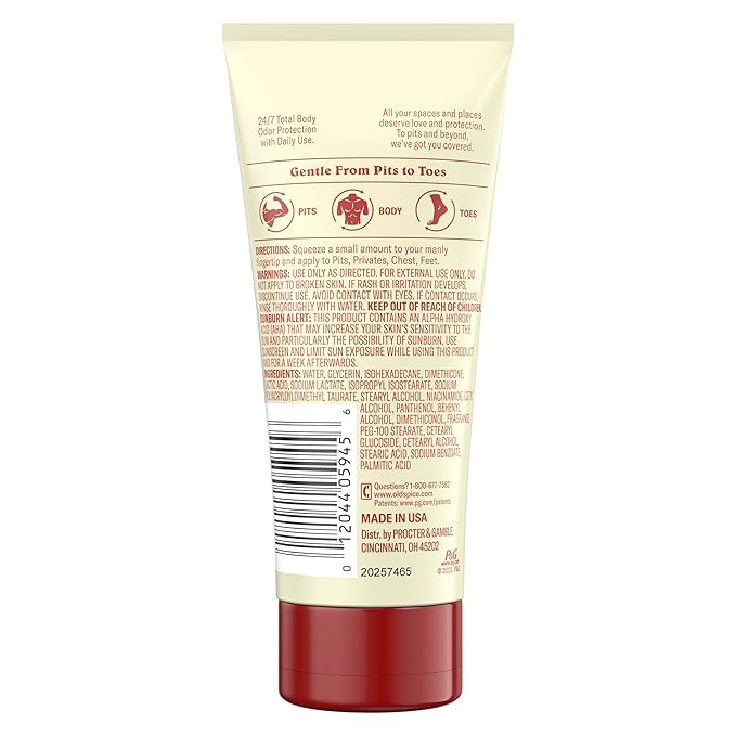 Old Spice Whole Body Deodorant Cream for Men, Aluminum Free, Cucumber + Avocado Scent, 24/7 Odor Protection, 24/7 Lasting Freshness, Dermatologist Tested, Gentle on Skin, Safe to Use All Over, 3.0 oz