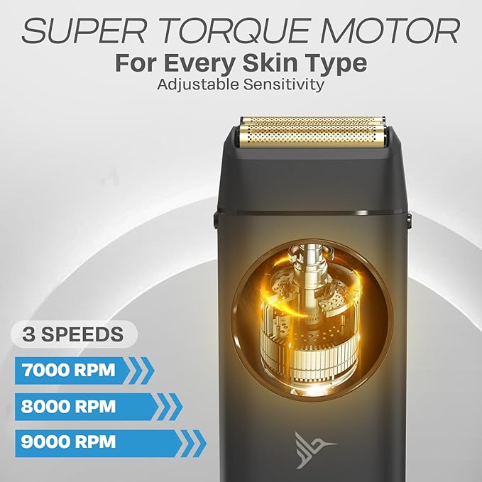 HUMMINGBIRD MK17 DualPro Foil Shaver & Beard Trimmer for Men – Gold Titanium Blades, Turbo Shaving & Torque Control, Metal Body, Digital Battery & RPM Display, Wet/Dry, USB-C & Wireless Charging Dock
