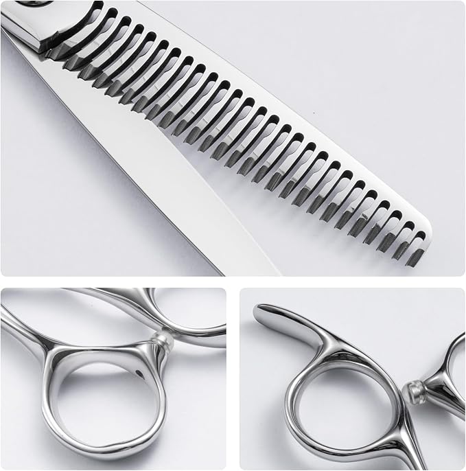 6.1” Professional Hair Thinning Shears, VG10 Stainless Steel, 27-Tooth Texturizing Scissors, 15% Thinning Rate, Ergonomic Offset Handle, for Barbers & Hairdressers