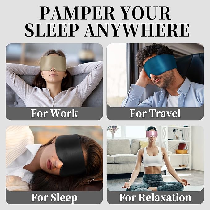 ATreebay 100% Mulberry Silk Sleep Mask, Large Eye Cover for Sleeping, Comfortable and Pressure-Free Sleeping Masks for Women Men, Completely Blackout (Light Plum)
