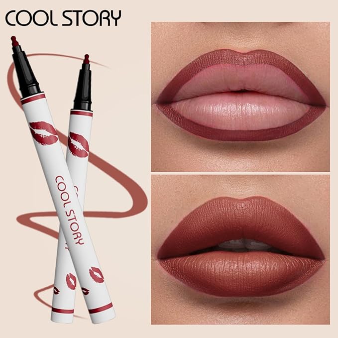 COOL STORY Lip Liner Pencil - Matte Lip Tint Stain Marker - Long Lasting Waterproof 02#