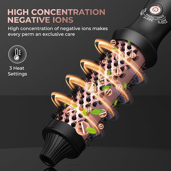 Thermal Brush-Blowout brushs,10 Temperatures LCD Display Upgrade to 400°F 1.5 in Heated Round-Brush Curling Iron Heated Ceramic Tourmaline Ionic Comb 110-240V Volum for Any Hair Type