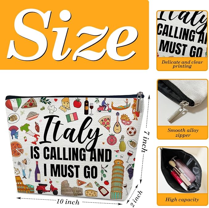 Ythuil Italy Travel Gift Makeup Bag, Italy Lover Cosmetic Bag, City Themed Gifts For Traveller Women Friends Sister, Birthday Christmas Italian Bachelorette Party Favors