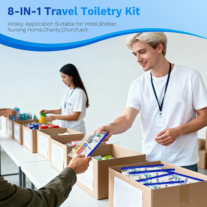 Personal Hygiene Kit Bulk Pack of 50,Yellow Basic Travel Toiletry Set Disposable Toothbrushes with Toothpaste Mouthwash Floss Comb Cover and Zip Bag for Homeless,Charity,Guests