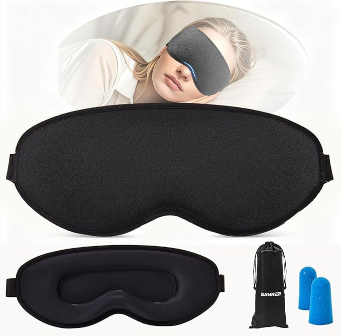 Sleep Mask for Side Sleeper Women Men,Blackout Eye Masks for Sleep,3D Contoured Sleeping Mask,Breathable Adjustable Eye Cover Blindfold with lash Extensions for Trave,Nap,Night Work