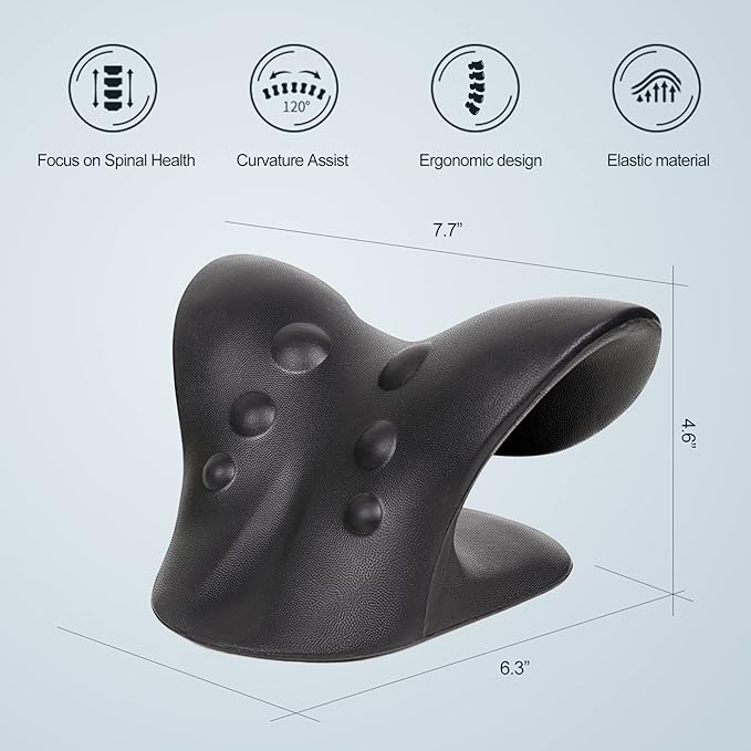 ComfortLife Neck Stretcher for Pain Relief, Neck and Shoulder Relaxer Cervical Traction Device Pillow for Muscle Relax and TMJ Pain Relief(Black)