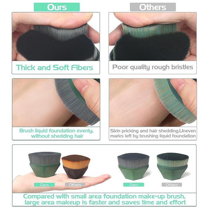 Makeup Brushes, Foundation Powder Makeup Brush Cream or Flawless Powder Cosmetic Face (Green)