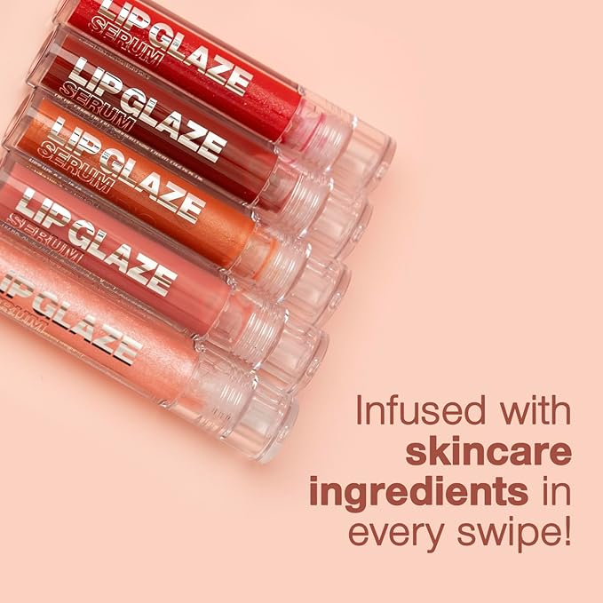 Palladio Lip Glaze Serum, Hydrating Lip Gloss with Peptides & Hyaluronic Acid for Plump, Smooth, and Nourished Lips – Vegan, High-Shine, Non-Sticky Finish (Crystal Ice)