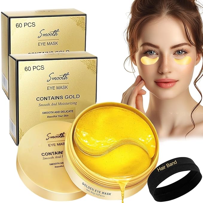 Lktvys Gold Eye Patches 2-Pack (120 PCS) - Anti-Wrinkle & Firming Under Eye Gel Mask, Instantly Brighten Dark Circles, Luxury Collagen Treatment for Women, Wrinkle Patches for Eye Area