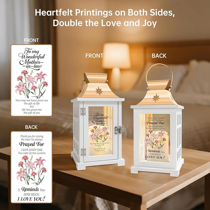 Mother in Law Gifts - Candle Warmer Lamp with Timer Dimmer, Heartfelt Wax Melter Lantern for Mother in Law Birthday Mothers Day Christmas