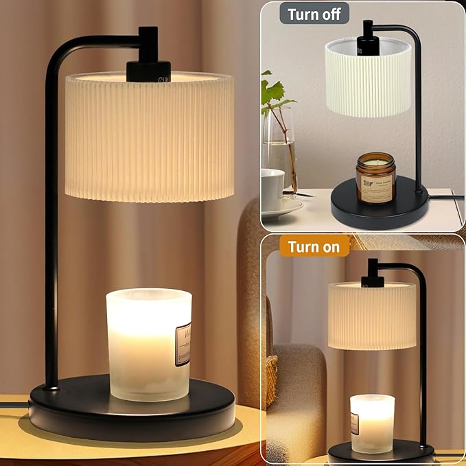 Candle Warmer Lamp with Timer, Dimmable Candle Wax Warmer Electric Candle Lamp for Scented Candles with Bulbs, Christmas Gifts House Warming Gifts Home Decor(Black)