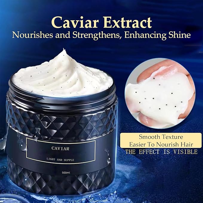 Caviar Korean Hair Mask - Korean Caviar Deep Repair Hair Mask (16.9 fl.oz.), Replenishing Moisture Hair Masque | Replenishes Dry, Coarse, Damaged Hair (1 PC)