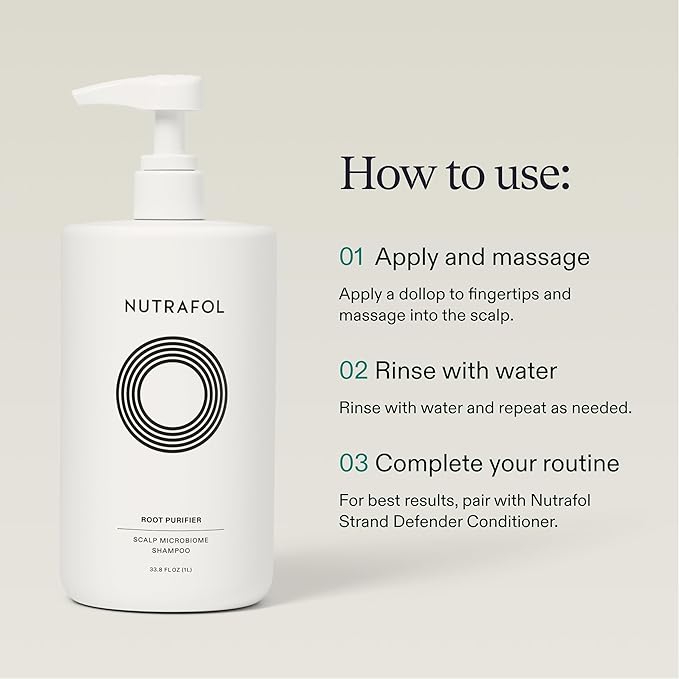 Nutrafol Shampoo, Cleanse and Hydrate Hair and Scalp, Improves Hair Volume, Strength and Texture, Physician-formulated for thinning hair. Color Safe, Sultate Free - 1 Liter Bottle