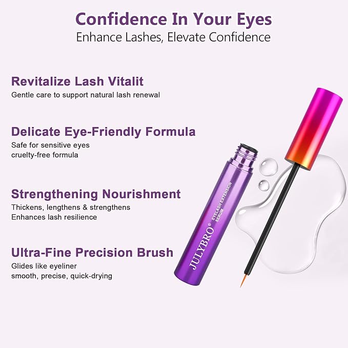 Advanced Eyelash Growth Serum - Achieve Fuller, Longer & Thicker Lashes,Safe for Sensitive Eyes & Lash Extensions (3mL Supply)