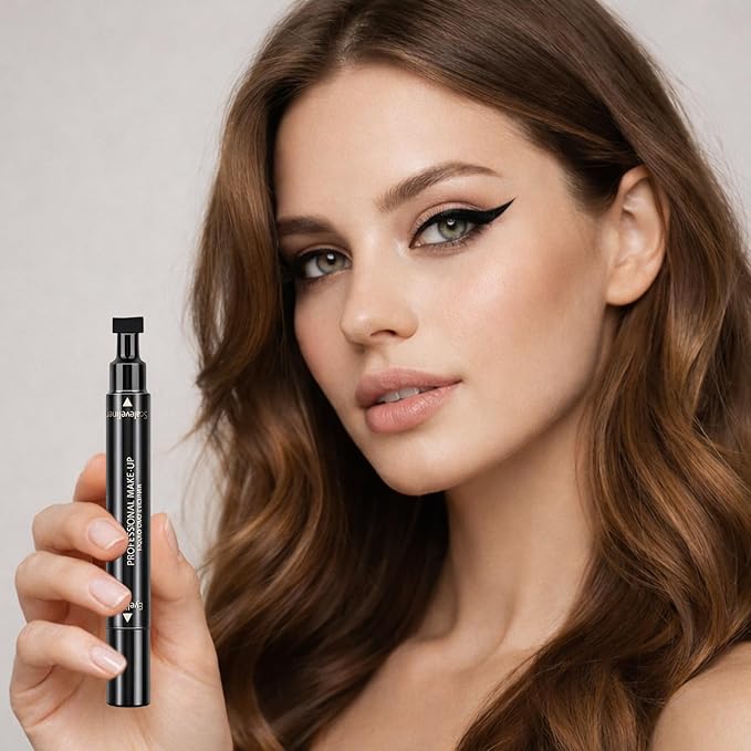 Erinde Winged Eyeliner Stamp - 2 Pens, Waterproof Liquid Eye Liner & Stamp for Perfect Cat Eye, Smudge-Proof Cat Eye Liner Cat Stencil Tool, Quick & Easy Black Wingliner