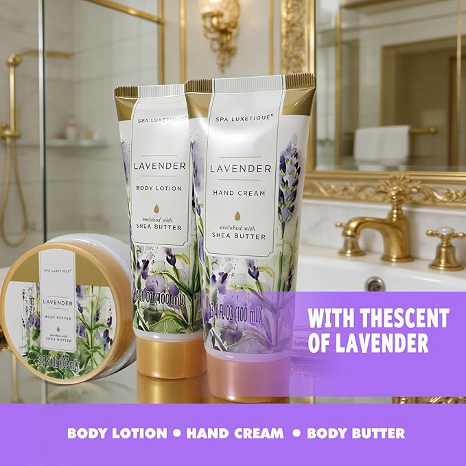 Spa Luxetique Bath Sets for Women Gifts - 10 Pcs Lavender Spa Kit, Self Care Kit for Her, Birthday, Mother's Day, Anniversary, Holiday, Valentine's Day Gifts for Her, Mother, Girlfriends, Wife