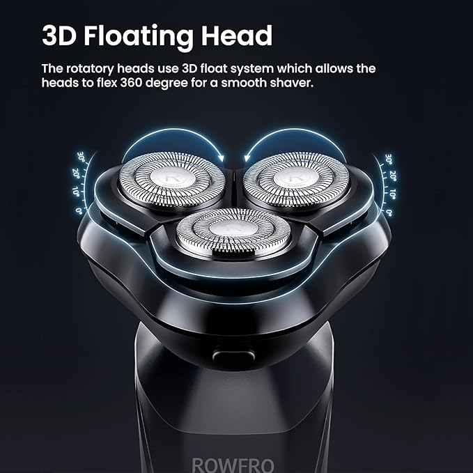 Mens Electric Shaver Waterproof: Rechargeable Cordless Shavers - Type-C 1H Fast Charging - IPX7 Waterproof Wet/Dry Rotary Electric Razor, with Travel Lock, Ideal Gift for Men